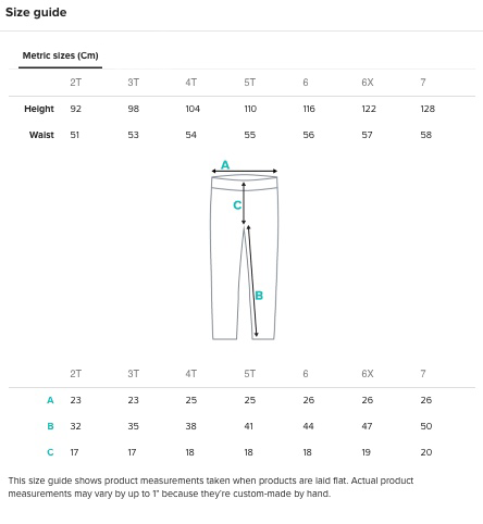 KidsLeggingsSizeChartMetric – calunica